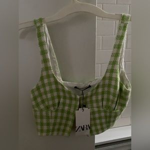 Size S houndstooth Zara top with tags